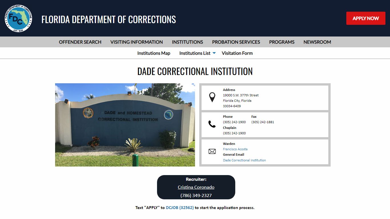 Dade Correctional Institution -- Florida Department of Corrections